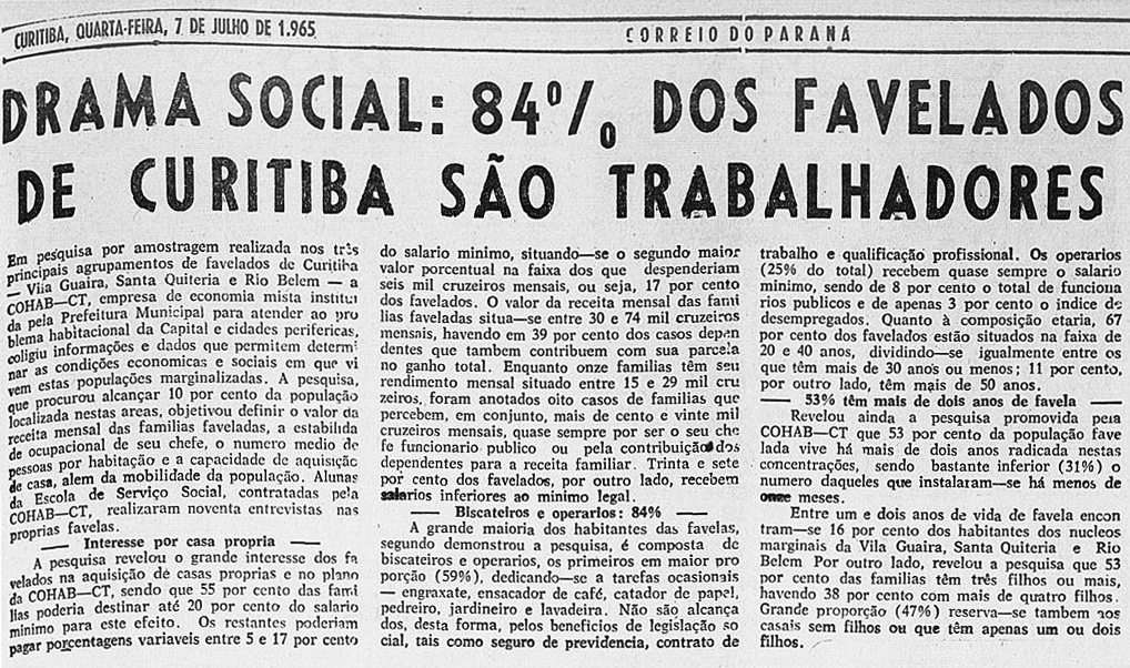 In: Jornal Correio do Paraná. Ano VI, n.° 1803. Curitiba: 7 de julho de 1965. p.5.
