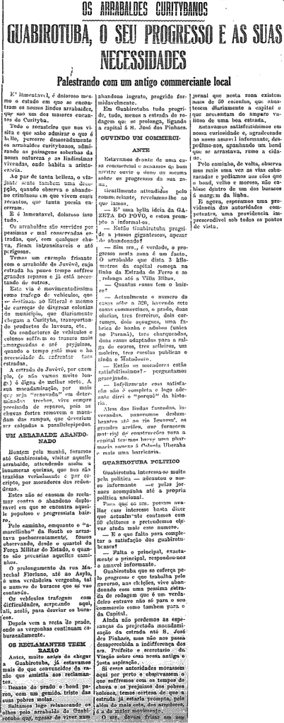 In: Jornal Gazeta do Povo. Ano X, n.° 3000. Curityba: 3 de agosto de 1928. p.3.
